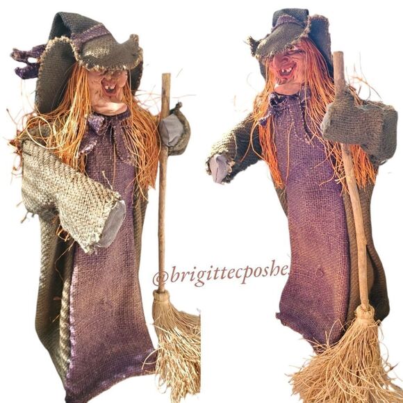 HALLOWEEN 27" Tall Witch with Broom Decoration - Picture 3 of 15